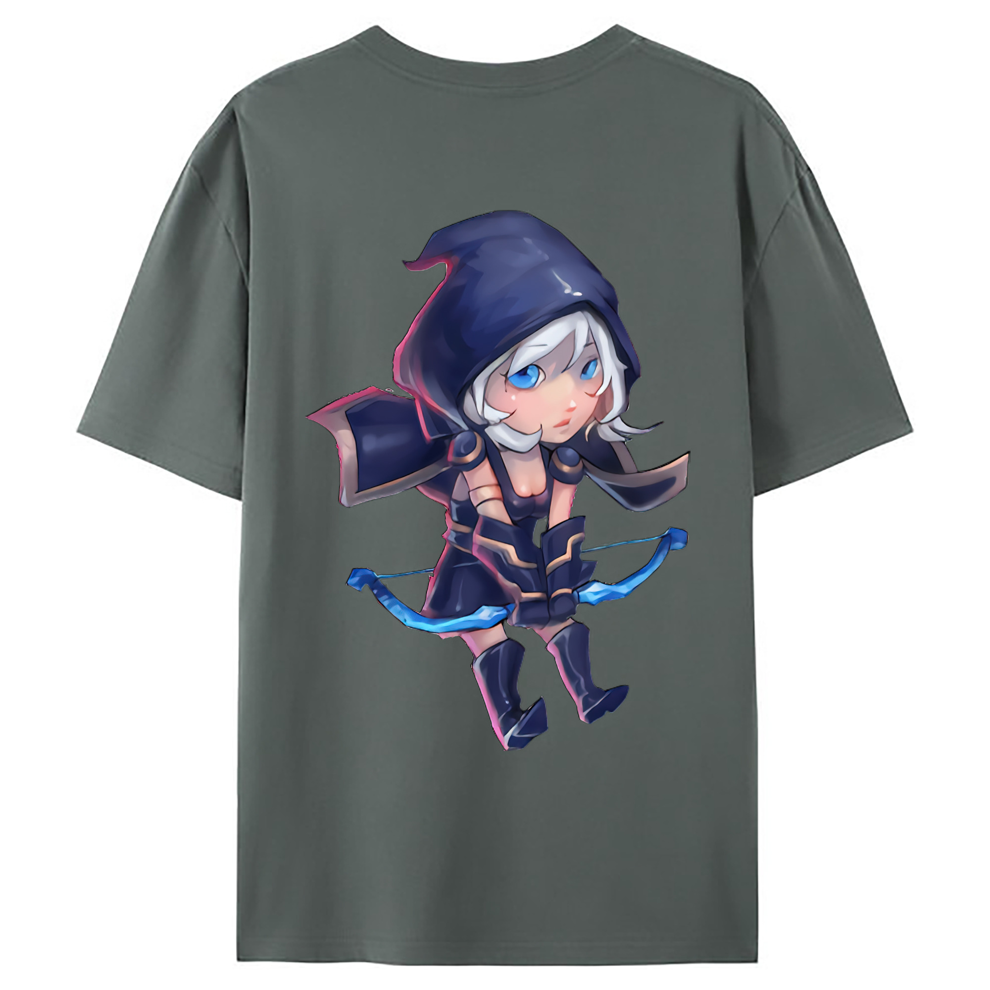 （画像用） リーグ・オブ・レジェンド League of Legends LOL 綿100％ メンズ半袖Tシャツ（バックプリント） 通気性